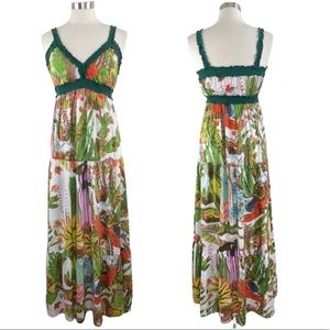 DESIGUAL Bulgaria African Print Tiered Maxi Dress size 38